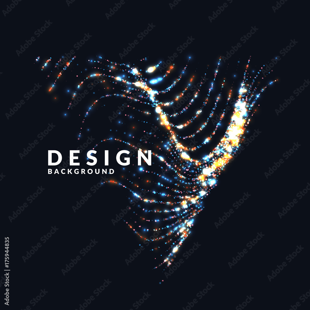 Aufkleber vector abstract background with a colored dynamic waves, line and particles.