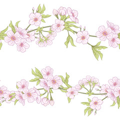 Seamless pattern with Japanese blossom sakura. Vector stock illu