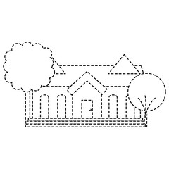 beautiful house building with trees