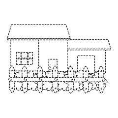 beautiful house building with fence