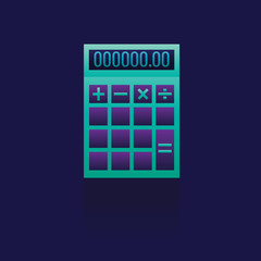 Calculator icon. logo. Symbols. web. vector illustration. Eps 10. on blue background