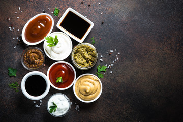 Big set of sauces.