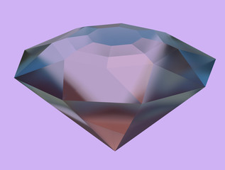 Diamond, gemstone 3D illustration. Light purple background. Fashion. Collection.