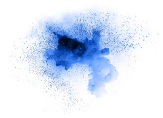 Blue explosion isolated on white background