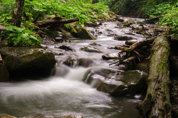 The mountain river flows