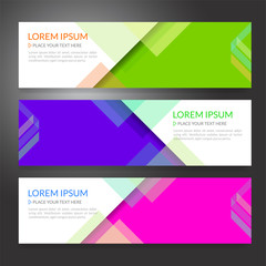 Set of horizon abstract colorful display banner background with copy space