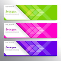 Fototapeta premium Set of horizon abstract colorful display banner background with copy space