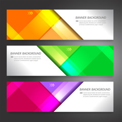 Set of horizon abstract colorful display banner background with copy space