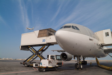 Aircraft loading cargo