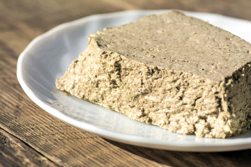 Sliced sunflower halva on plate
