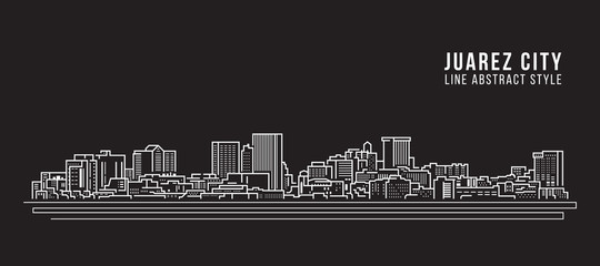 Cityscape Building Line art Vector Illustration design - juarez city