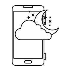 smartphone with moon and cloud weather application