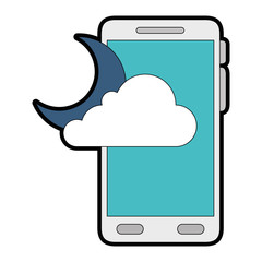 smartphone with moon and cloud weather application