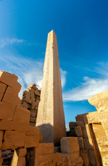 An ancient Egyptian obelisk in Luxor temple