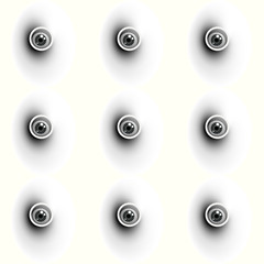 Seamless pattern of eyeballs looking through holes. 