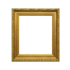 antique golden frame isolated on white background