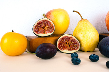 Organic autumn seasonal fruits.