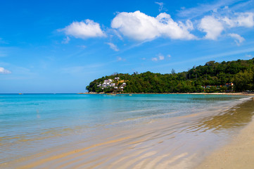 Landscape of Kamala beach on the exotic island of Phuket in Thailand