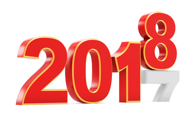 New year plastic red numbers 2018 on a white background. 3d rendering.