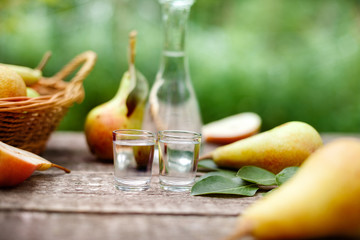 Pear brandy with fresh pears