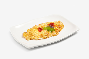 red sausage omelette - sobresada omelette - spanish food 