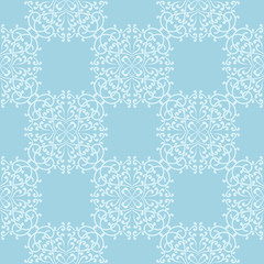 Seamless blue and white pattern with wallpaper ornaments