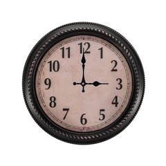 Ancient wall clock on a white background.