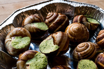 Frozen Snail food with Garlic Butter.