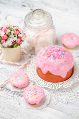 Traditional Easter cake and cupcakes