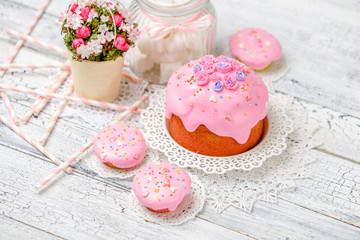 Traditional Easter cake and cupcakes