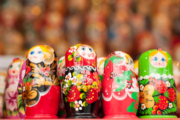 nesting doll Russian souvenir on the street of Moscow