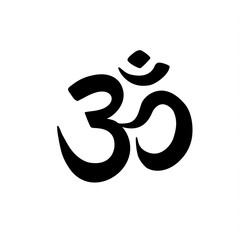 Aum Om Ohm symbol, calligraphy text, isolated on white background. Vector illustration Indian philosophy icon - obrazy, fototapety, plakaty