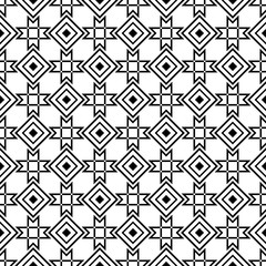 Black geometric ornament on white background. Seamless pattern