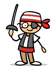 Kind zu Karneval mit Kostüm als Pirat