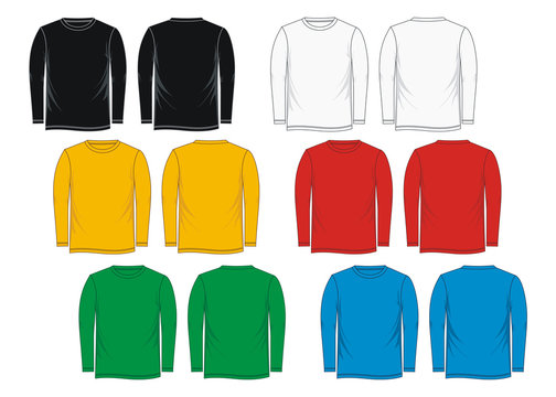 T-Shirt templates long Sleeve colorful vector