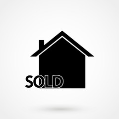 Sold house. Flat vector illustration