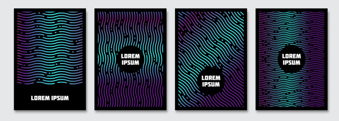 Cover design template. Vector minimal abstract background with gradient wavy lines. Flyer, poster, brochure design. A4 size. 
