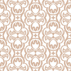 Seamless beige pattern with white wallpaper ornaments