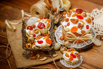 Traditional Easter cake and cupcakes