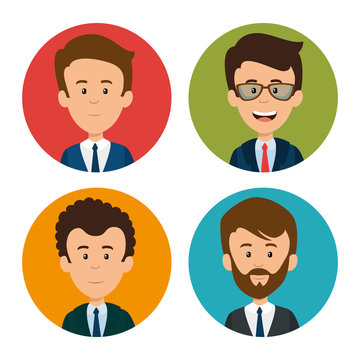 set of profesional business people faces