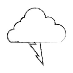 cloud and thunder icon over white background vector illustration