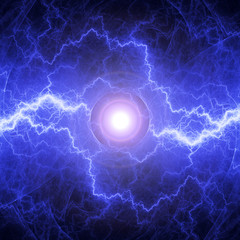 Blue lightning, abstract plasma power background