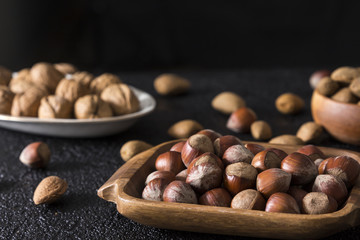 Walnuts almonds and hazelnuts