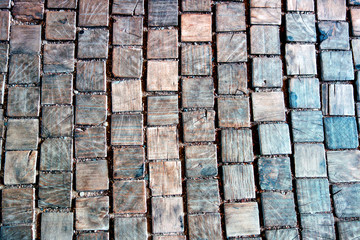 Paving wooden cubes