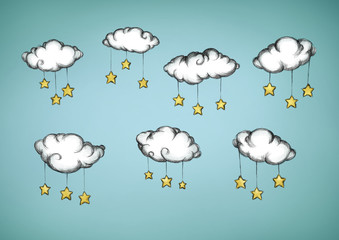 Wolken mit Sternenanhängern