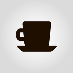 Coffee mug or cup with beans isolated flat vector icon