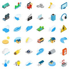 Intensity icons set, isometric style