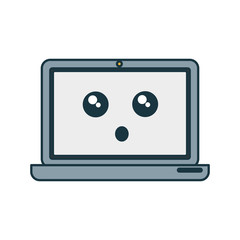kawaii laptop computer icon over white background vector illustration