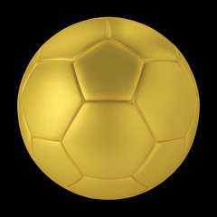 Gold soccer ball on black background. Golden football ball