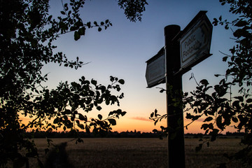Public Footpath sign at dusk 2